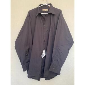 Bachrach Mens Size 18 1/2 Black Button Front Shirt New with Tag